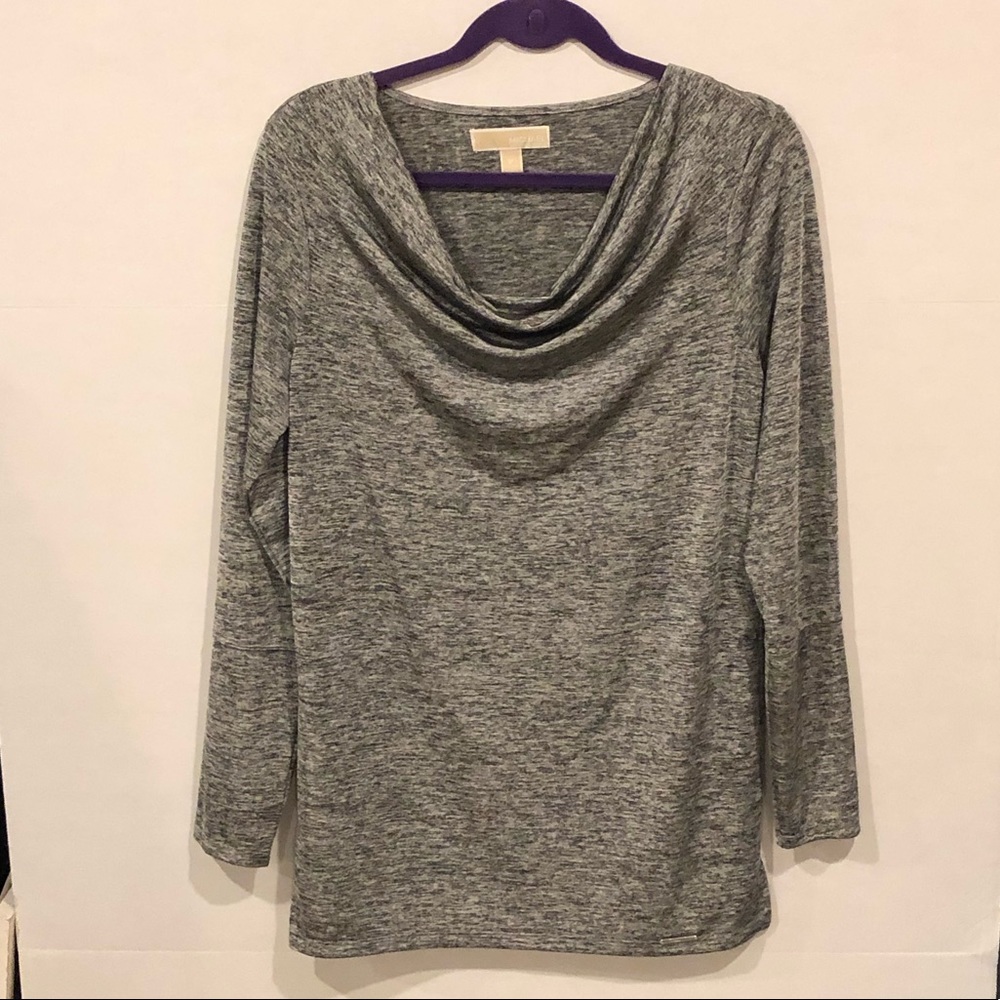 Michael Kors Gray Cowl Neck Long Sleeve Top